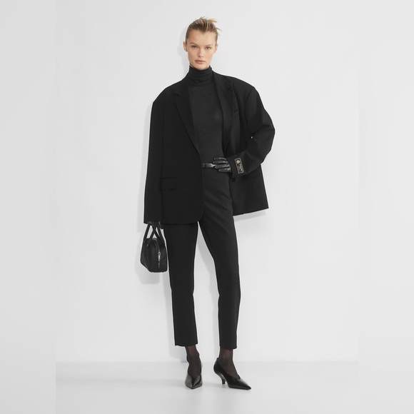 Aritzia Babaton Verity Work Dress Straight Leg Trouser Pants Black - Picture 1 of 13